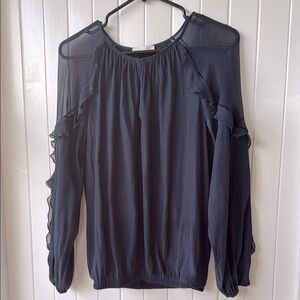 Ramy Brook Black Ruffled Long Sleeve Blouse